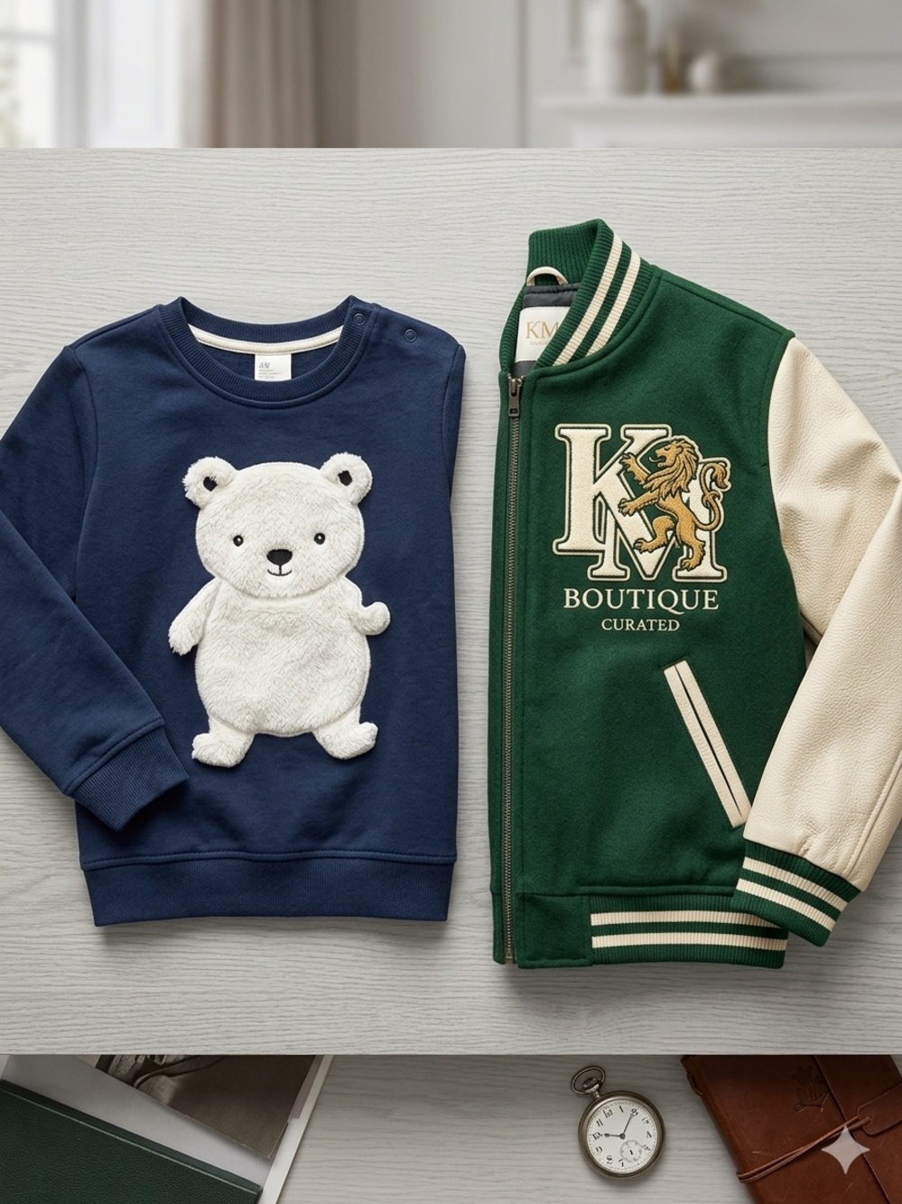 EUC H&M Dark Blue Kids Sweatshirt with Bear Design (Size 2-3 Yrs)
